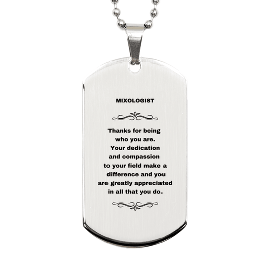 Mixologist Silver Dog Tag Necklace - Thanks for being who you are - Birthday Christmas Jewelry Gifts Coworkers Colleague Boss - Mallard Moon Gift Shop
