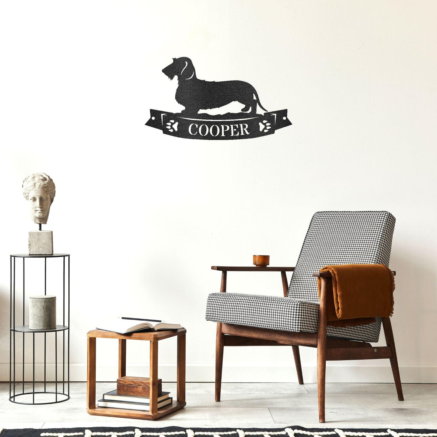 Dachshund Wirehaired Banner Custom Name Metal Art Wall Sign - Mallard Moon Gift Shop