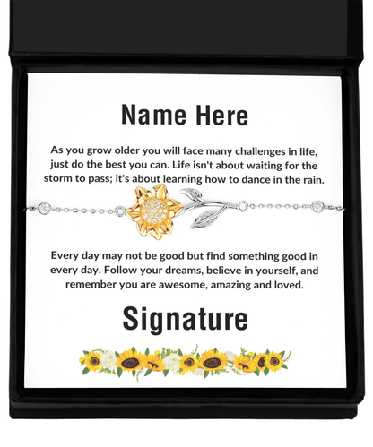 Personalized Sunflower Bracelet - Mallard Moon Gift Shop