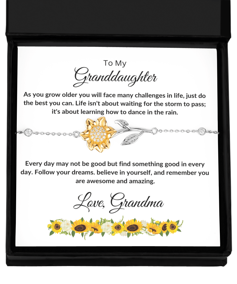 To My Granddaughter Sunflower Bracelet - Mallard Moon Gift Shop