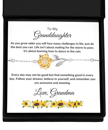 To My Granddaughter Sunflower Bracelet - Mallard Moon Gift Shop