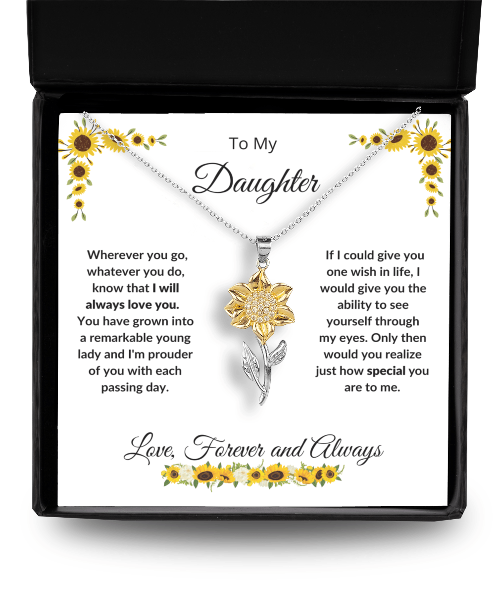 Gift for Daughter Sunflower Pendant Necklace - Mallard Moon Gift Shop