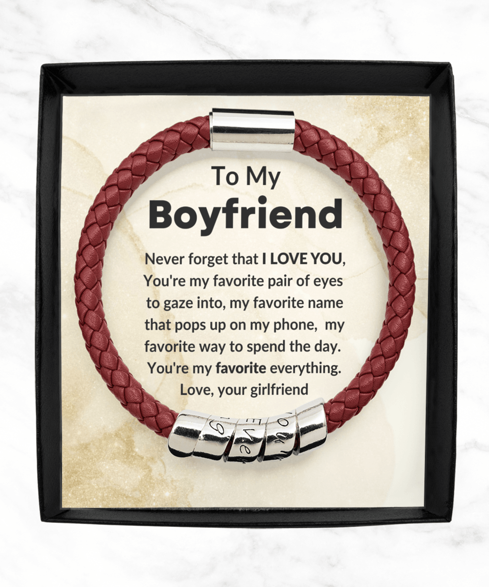 Gift for Boyfriend Vegan Braided Maroon Leather Bracelet - Mallard Moon Gift Shop