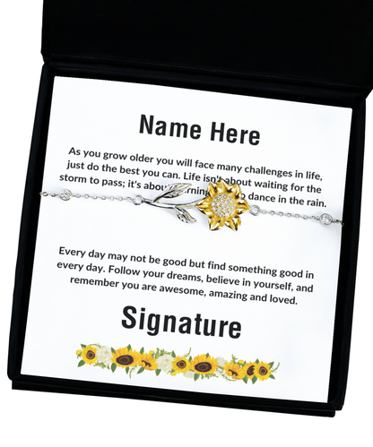 Personalized Sunflower Bracelet - Mallard Moon Gift Shop