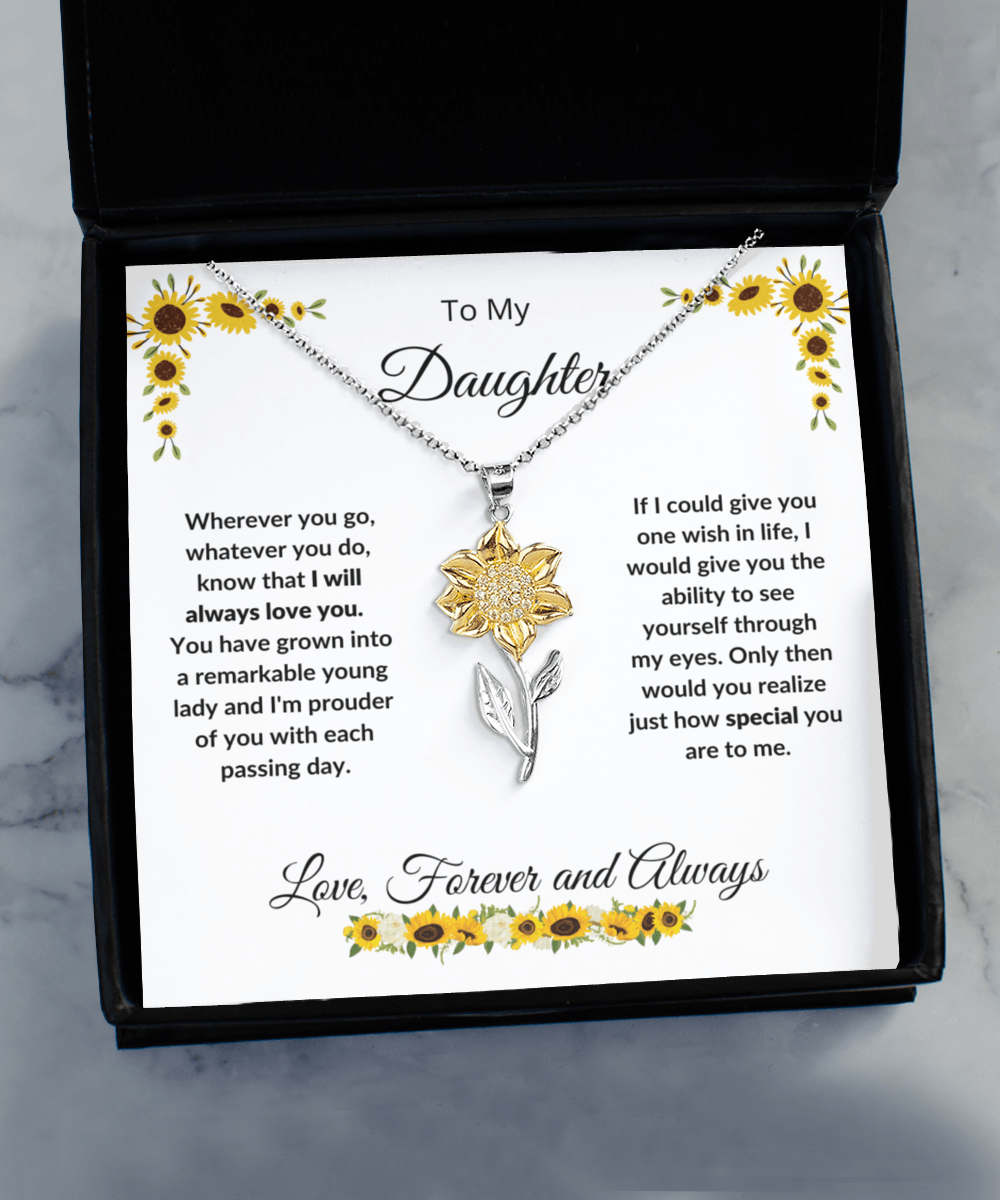 Gift for Daughter Sunflower Pendant Necklace - Mallard Moon Gift Shop