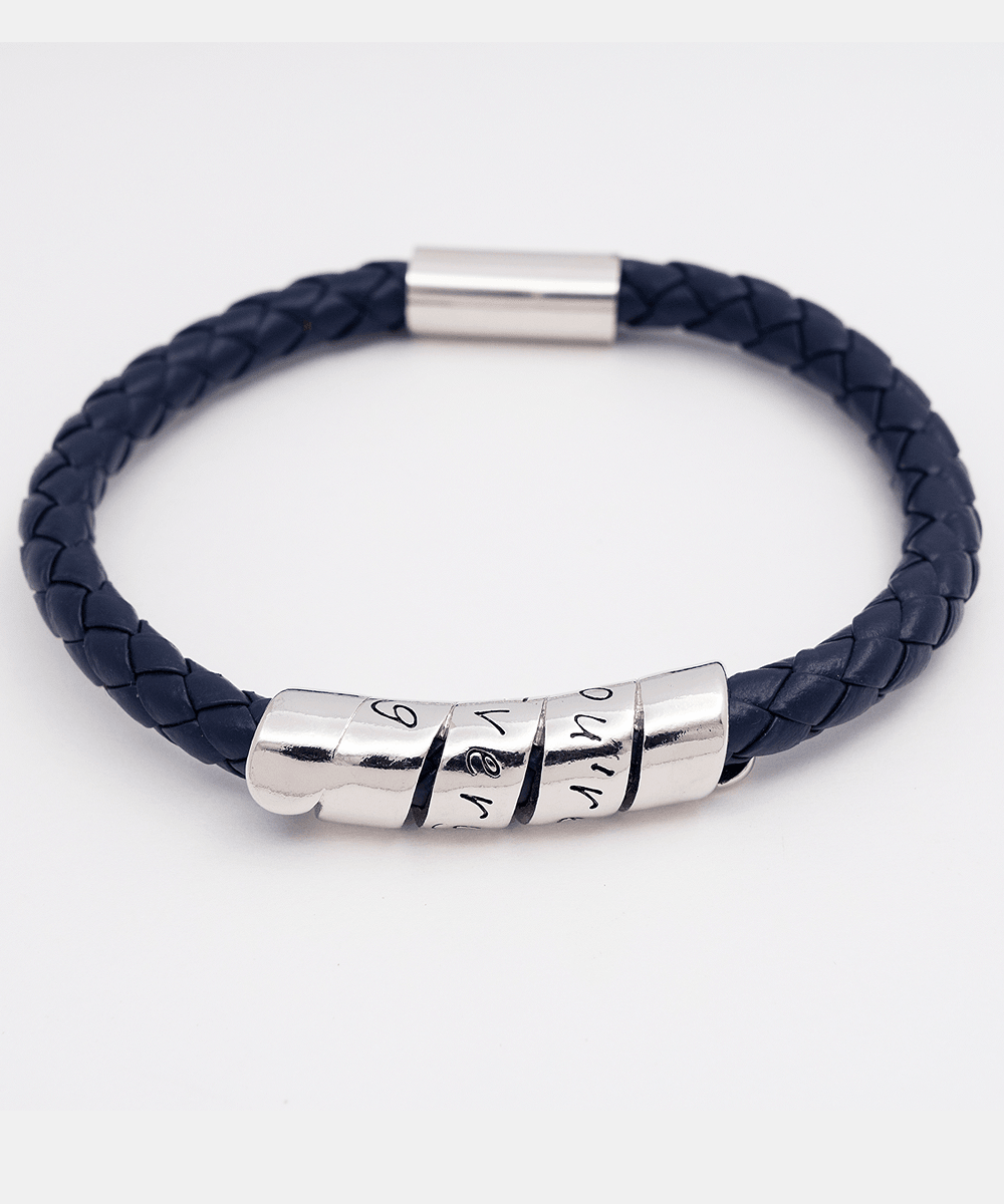 Gift for Boyfriend Vegan Braided Blue Leather Men's Bracelet - Mallard Moon Gift Shop