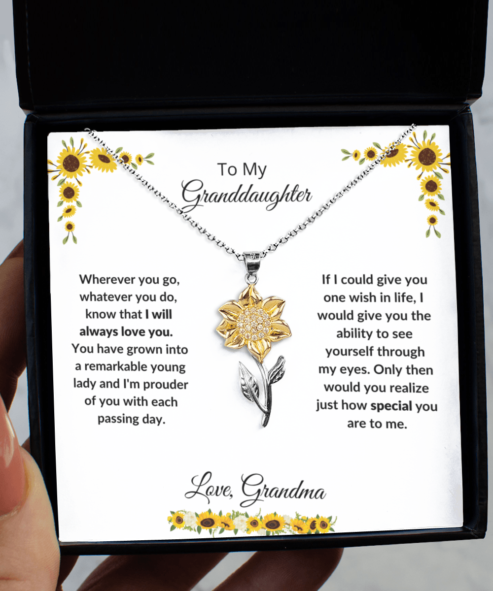To My Granddaughter Sunflower Pendant Necklace - Mallard Moon Gift Shop