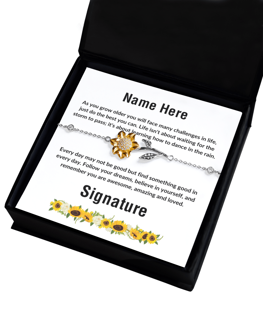 Personalized Sunflower Bracelet - Mallard Moon Gift Shop