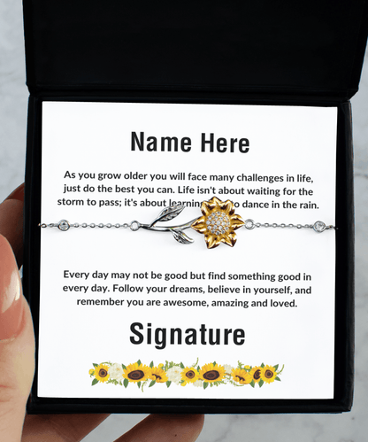 Personalized Sunflower Bracelet - Mallard Moon Gift Shop