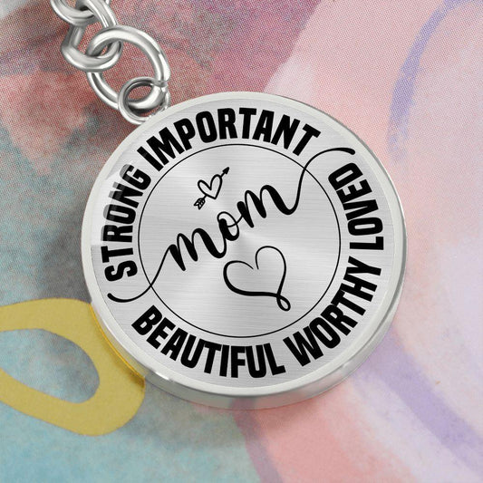 MOM Engraved Circle Keychain - Mallard Moon Gift Shop