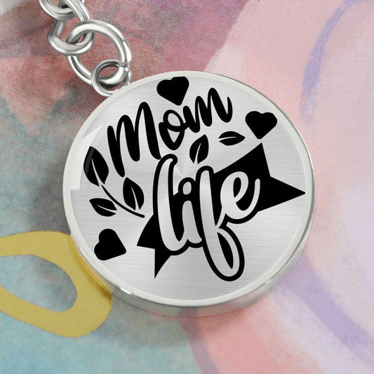 Mom Life Engraved Circle Keychain - Mallard Moon Gift Shop