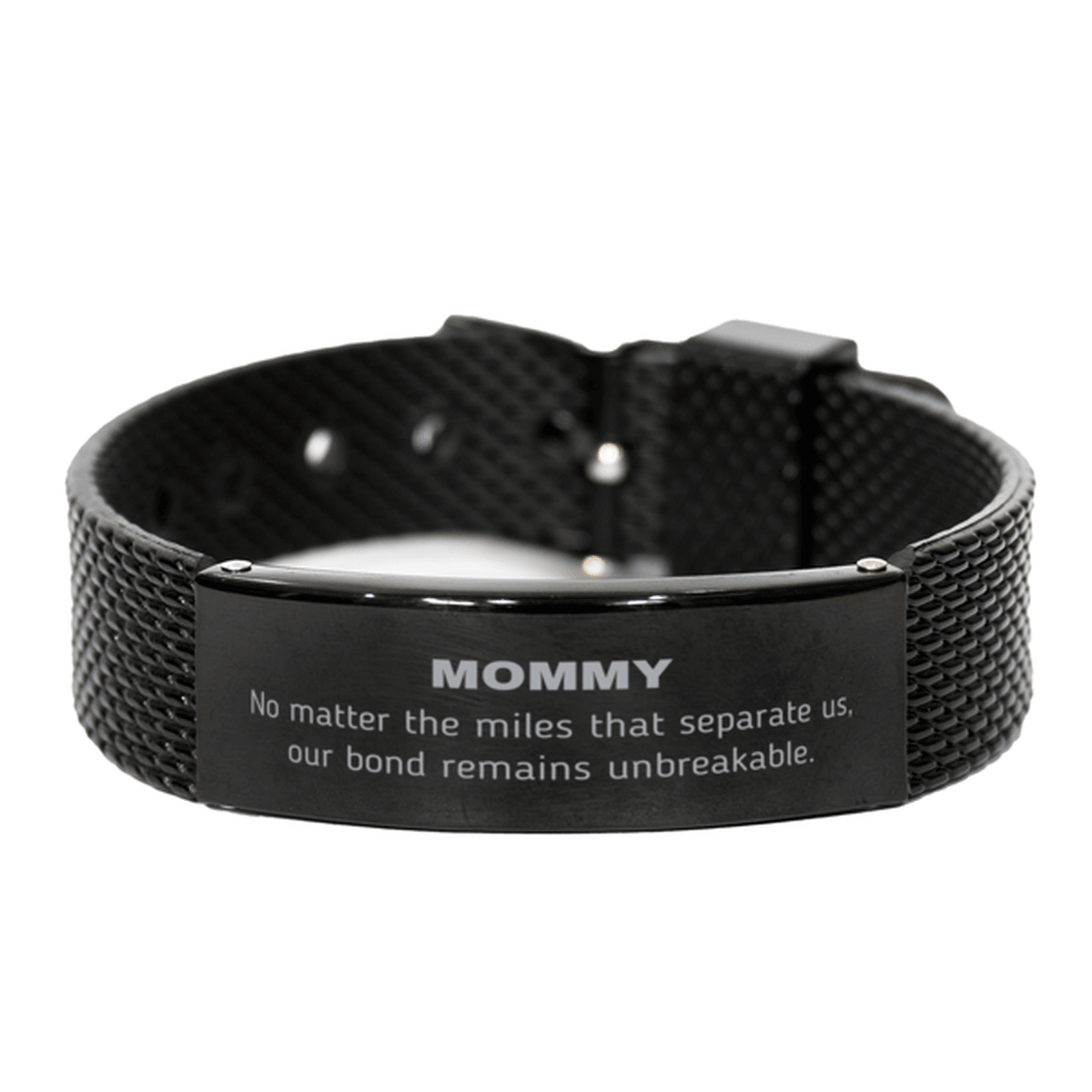 Mommy Long Distance Relationship Gifts, No matter the miles that separate us, Cute Love Black Shark Mesh Bracelet For Mommy, Birthday Christmas Unique Gifts For Mommy - Mallard Moon Gift Shop