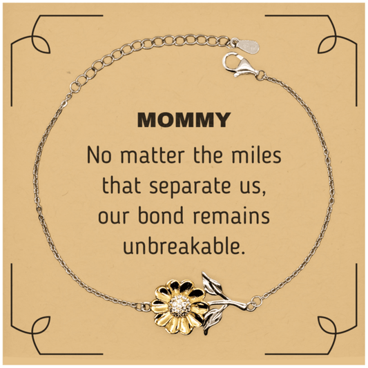 Mommy Long Distance Relationship Gifts, No matter the miles that separate us, Cute Love Sunflower Bracelet For Mommy, Birthday Christmas Unique Gifts For Mommy - Mallard Moon Gift Shop