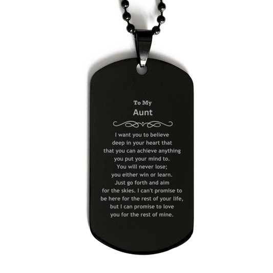 Motivational Aunt Black Dog Tag Necklace - I can promise to love you for the rest of mine, Birthday Christmas Jewelry Gift for Women Men - Mallard Moon Gift Shop