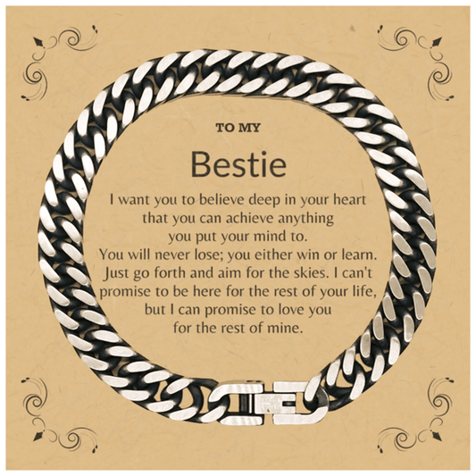 Motivational Bestie Cuban Link Chain Bracelet, I can promise to love you for the rest of my life; Birthday, Christmas Holiday Jewelry Gift - Mallard Moon Gift Shop