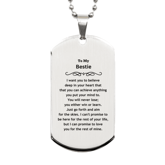 Motivational Bestie Silver Dog Tag Engraved Necklace, I can promise to love you for the rest of my life, Birthday Christmas Jewelry Gift - Mallard Moon Gift Shop