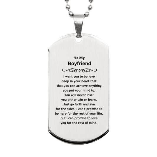 Motivational Boyfriend Silver Dog Tag Engraved Necklace, I can promise to love you for the rest of my life, Birthday Christmas Jewelry Gift - Mallard Moon Gift Shop