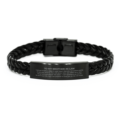 Motivational Brother-in-law Braided Leather Bracelet, Brother In Law I can promise to love you for the rest of mine - Mallard Moon Gift Shop