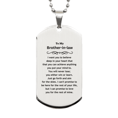 Motivational Brother-in-law Silver Dog Tag Engraved Necklace, I can promise to love you for the rest of my life, Birthday Christmas Jewelry Gift - Mallard Moon Gift Shop
