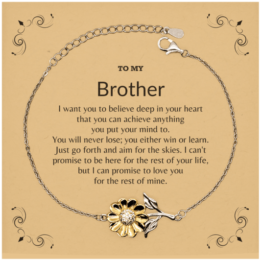 Motivational Brother Sunflower Bracelet - I can promise to love you for the rest of my life, Birthday, Christmas Holiday Jewelry Gift - Mallard Moon Gift Shop