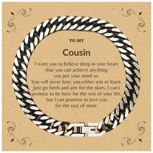 Motivational Cousin Cuban Link Chain Bracelet, Cousin I can promise to love you for the rest of mine, Bracelet with Message Card For Cousin, Cousin Birthday Jewelry Gift for Women Men - Mallard Moon Gift Shop