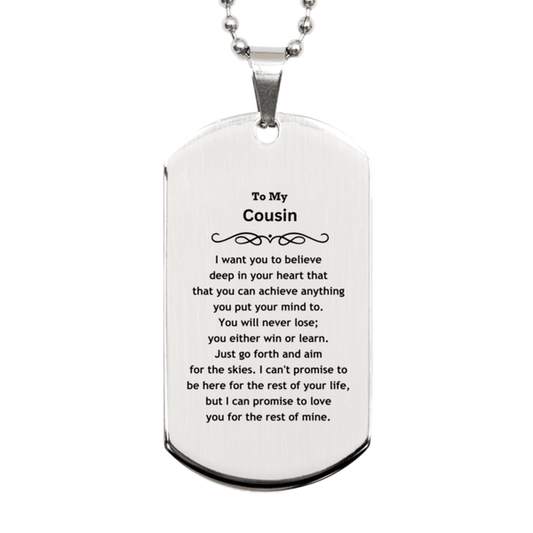 Motivational Cousin Silver Dog Tag Engraved Necklace, I can promise to love you for the rest of my life, Birthday Christmas Jewelry Gift - Mallard Moon Gift Shop