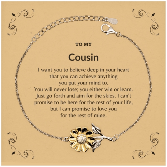 Motivational Cousin Sunflower Bracelet - I can promise to love you for the rest of my life, Birthday, Christmas Holiday Jewelry Gift - Mallard Moon Gift Shop