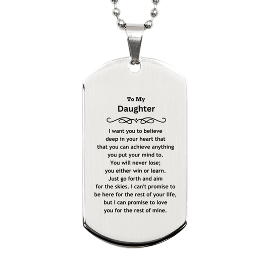 Motivational Daughter Silver Dog Tag Engraved Necklace, I can promise to love you for the rest of my life, Birthday Christmas Jewelry Gift - Mallard Moon Gift Shop