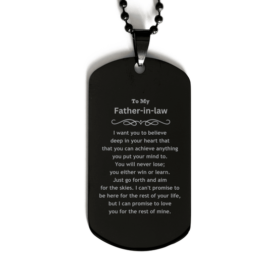 Motivational Father-in-law Black Dog Tag Necklace - I can promise to love you for the rest of mine, Birthday Christmas Jewelry Gift for Men - Mallard Moon Gift Shop