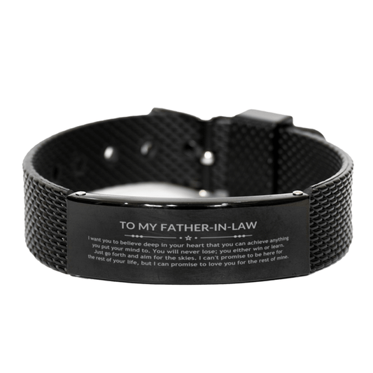 Motivational Father In Law Black Shark Mesh Bracelet, Father In Law I can promise to love you for the rest of mine, Bracelet For Father In Law, Father In Law Birthday Jewelry Gift for Women Men - Mallard Moon Gift Shop