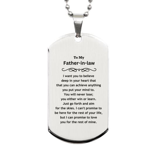 Motivational Father-in-law Silver Dog Tag Engraved Necklace, I can promise to love you for the rest of my life, Birthday Christmas Jewelry Gift - Mallard Moon Gift Shop