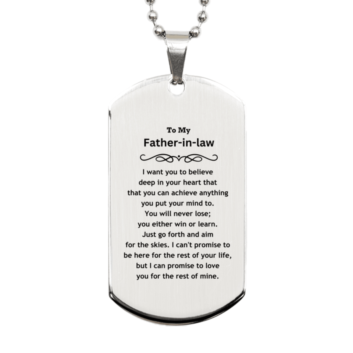 Motivational Father-in-law Silver Dog Tag Engraved Necklace, I can promise to love you for the rest of my life, Birthday Christmas Jewelry Gift - Mallard Moon Gift Shop