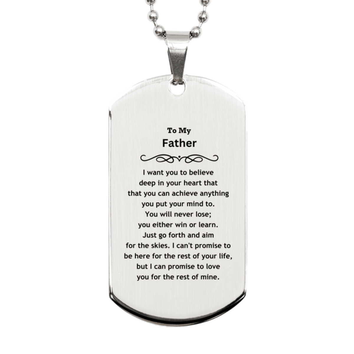 Motivational Father Silver Dog Tag Engraved Necklace, I can promise to love you for the rest of my life, Birthday Christmas Jewelry Gift - Mallard Moon Gift Shop