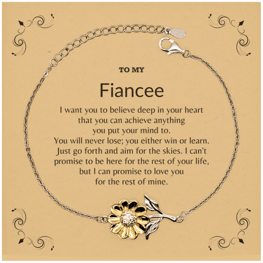 Motivational Fiancée Sunflower Bracelet - I can promise to love you for the rest of my life, Birthday, Christmas Holiday Jewelry Gift - Mallard Moon Gift Shop