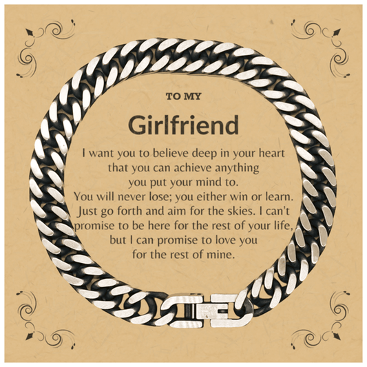 Motivational Girlfriend Cuban Link Chain Bracelet, I can promise to love you for the rest of my life; Birthday, Christmas Holiday Jewelry Gift - Mallard Moon Gift Shop