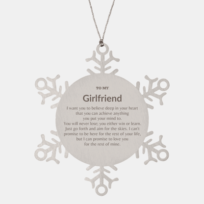 Motivational Girlfriend Snowflake Ornament, I can promise to love you for the rest of mine, Christmas Birthday Gift - Mallard Moon Gift Shop