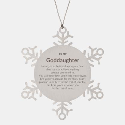 Motivational Goddaughter Snowflake Ornament- I can promise to love you for the rest of mine Christmas Birthday Gifts - Mallard Moon Gift Shop