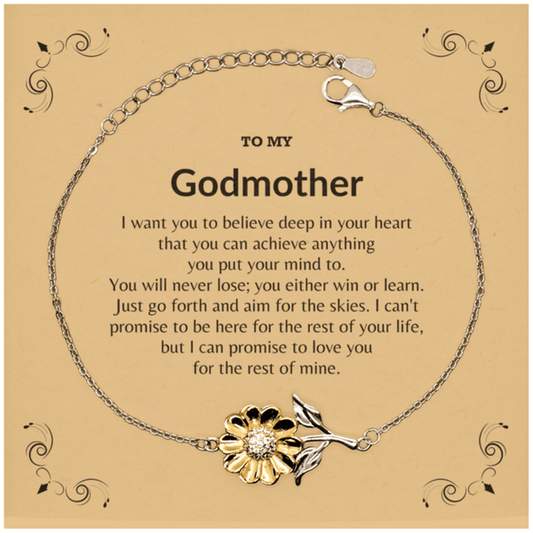 Motivational Godmother Sunflower Bracelet - I can promise to love you for the rest of my life, Birthday, Christmas Holiday Jewelry Gift - Mallard Moon Gift Shop