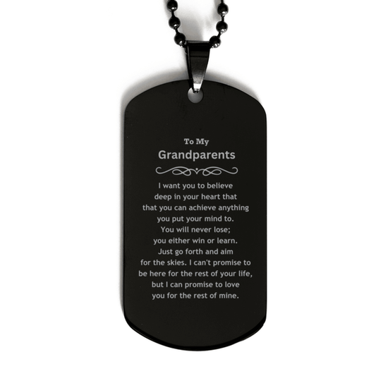 Motivational Grandparents Black Dog Tag Necklace - I can promise to love you for the rest of mine, Birthday Christmas Jewelry Gift for Women Men - Mallard Moon Gift Shop
