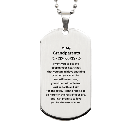 Motivational Grandparents Silver Dog Tag Engraved Necklace, I can promise to love you for the rest of my life, Birthday Christmas Jewelry Gift - Mallard Moon Gift Shop