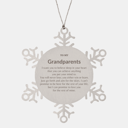 Motivational Grandparents Snowflake Ornament, Grandparents I can promise to love you for the rest of mine, Christmas Birthday Gift - Mallard Moon Gift Shop