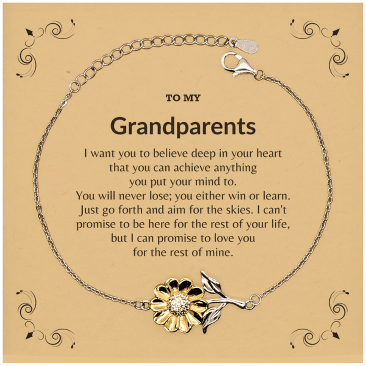 Motivational Grandparents Sunflower Bracelet - I can promise to love you for the rest of my life, Birthday, Christmas Holiday Jewelry Gift - Mallard Moon Gift Shop