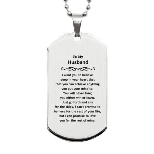 Motivational Husband Silver Dog Tag Engraved Necklace, I can promise to love you for the rest of my life, Birthday Christmas Jewelry Gift - Mallard Moon Gift Shop