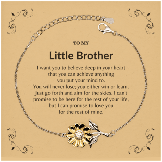 Motivational Little Brother Sunflower Bracelet - I can promise to love you for the rest of my life, Birthday, Christmas Holiday Jewelry Gift - Mallard Moon Gift Shop