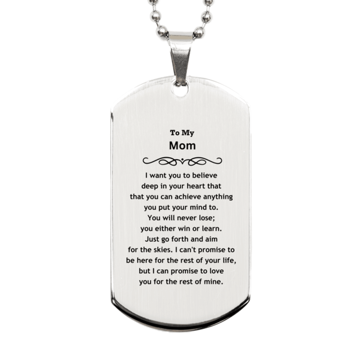 Motivational Mom Silver Dog Tag Engraved Necklace, I can promise to love you for the rest of my life, Birthday Christmas Jewelry Gift - Mallard Moon Gift Shop