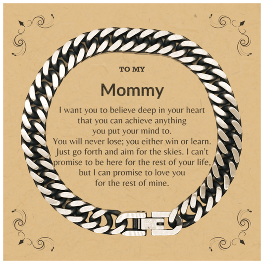 Motivational Mommy Cuban Link Chain Bracelet, I can promise to love you for the rest of my life; Birthday, Christmas Holiday Jewelry Gift - Mallard Moon Gift Shop