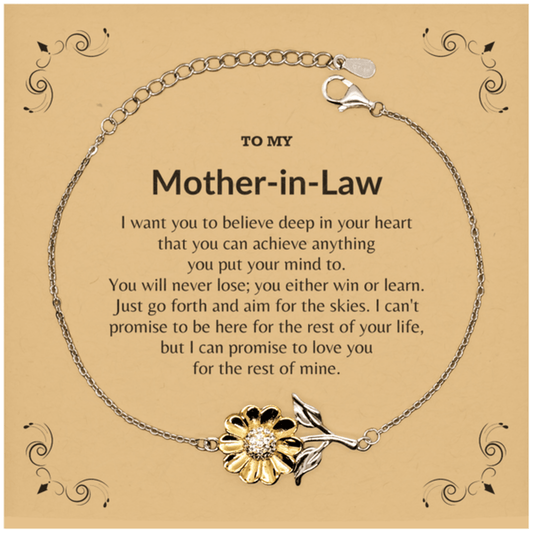 Motivational Mother-In-Law Sunflower Bracelet- I can promise to love you for the rest of my life, Birthday, Christmas Holiday Jewelry Gift - Mallard Moon Gift Shop