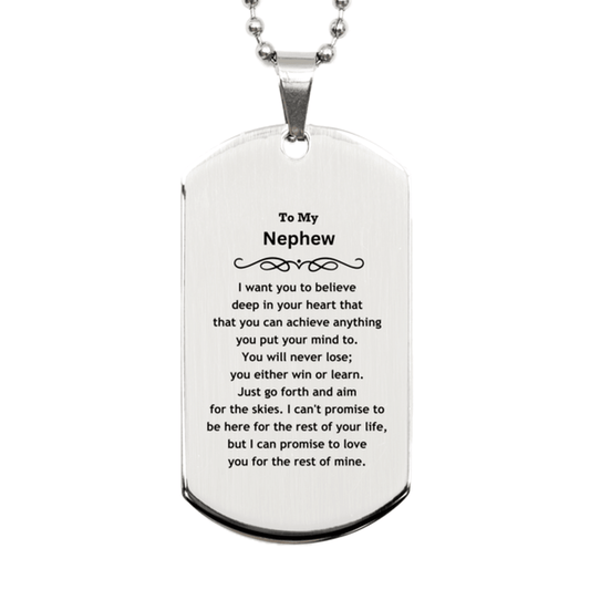 Motivational Nephew Silver Dog Tag Engraved Necklace, I can promise to love you for the rest of my life, Birthday Christmas Jewelry Gift - Mallard Moon Gift Shop