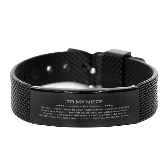 Motivational Niece Black Shark Mesh Bracelet, Niece I can promise to love you for the rest of mine, Bracelet For Niece, Niece Birthday Jewelry Gift for Women Men - Mallard Moon Gift Shop
