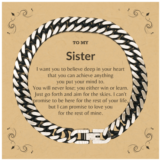 Motivational Sister Cuban Link Chain Bracelet, I can promise to love you for the rest of my life; Birthday, Christmas Holiday Jewelry Gift - Mallard Moon Gift Shop